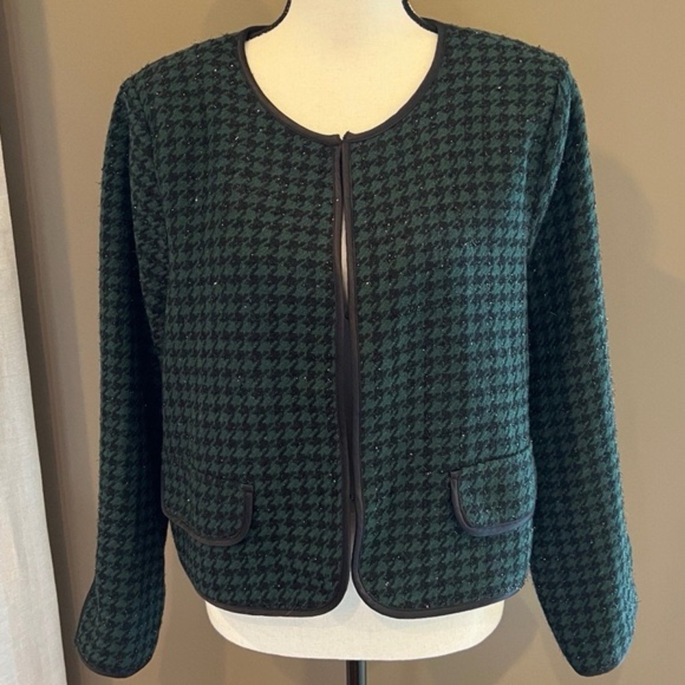 NWT MODCLOTH Chanel-Style Houndstooth Tweed Blazer Jacket in Medium